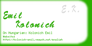 emil kolonich business card